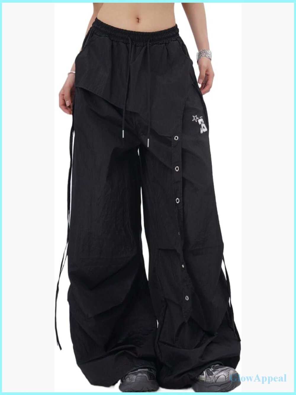 High Waisted Baggy Cargo Pants Wide Leg Drawstring Joggers Streetwear